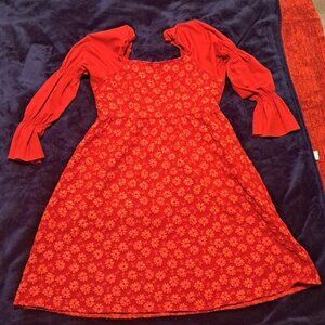 Floral Red Women's Dress
